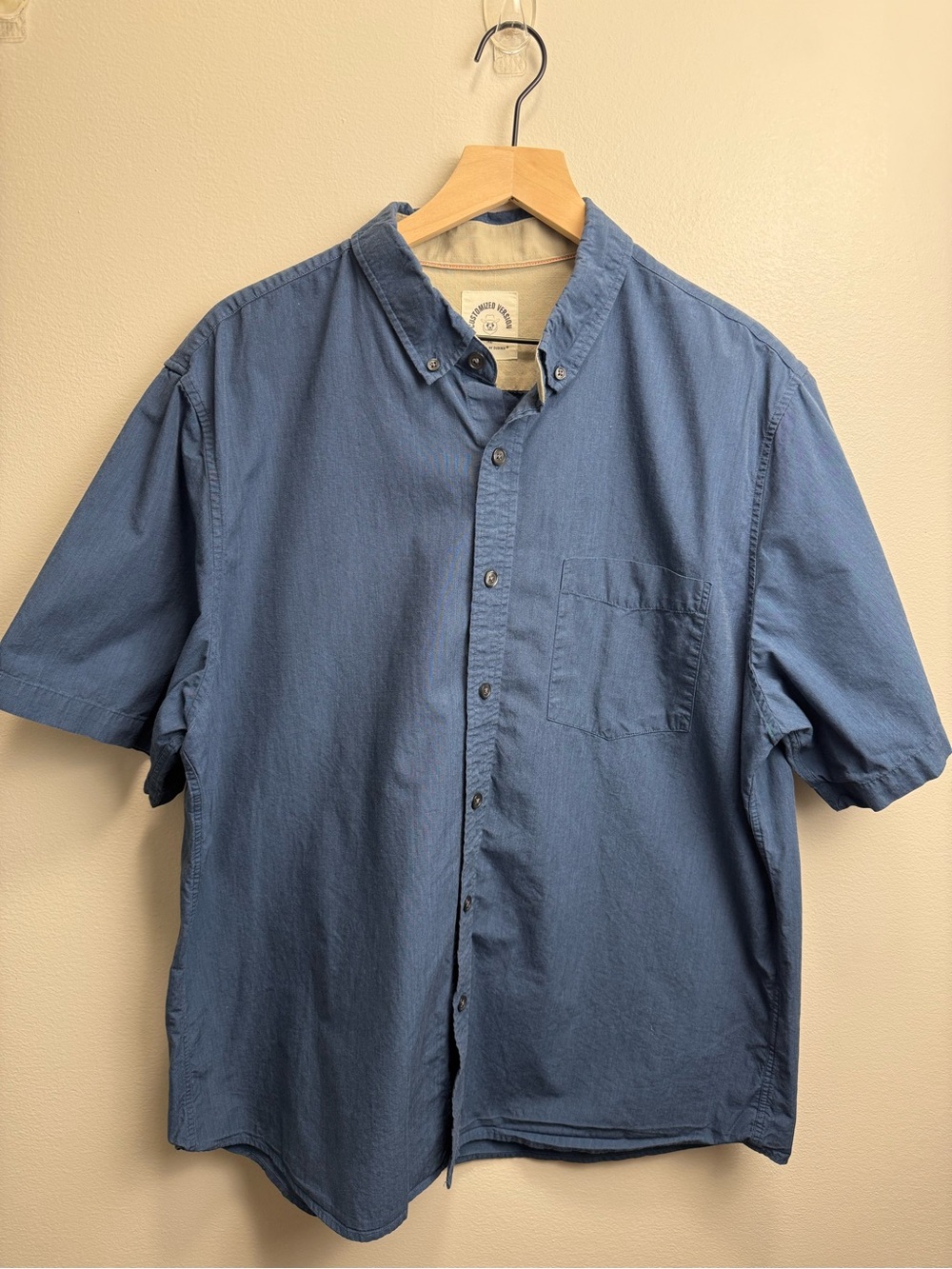 Customized Version by Dubinik Sz XL Blue Button Short-Sleeve 100% Cotton Men’s